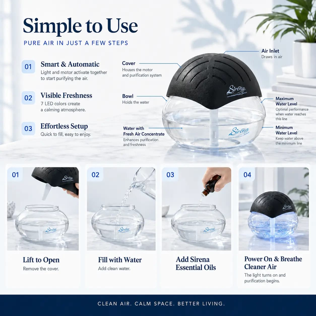 Sirena Twister Air Purifier & Aroma DiffuserSirena Twister
